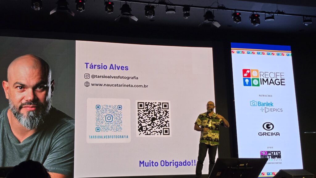 Apresentação do fotógrafo Társio Alves no Recife Image 2025, o maior congresso de fotografia do Nordeste.