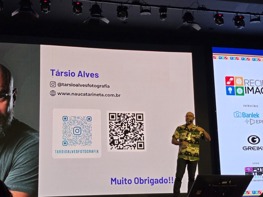 Apresentação do fotógrafo Társio Alves no Recife Image 2025, o maior congresso de fotografia do Nordeste.
